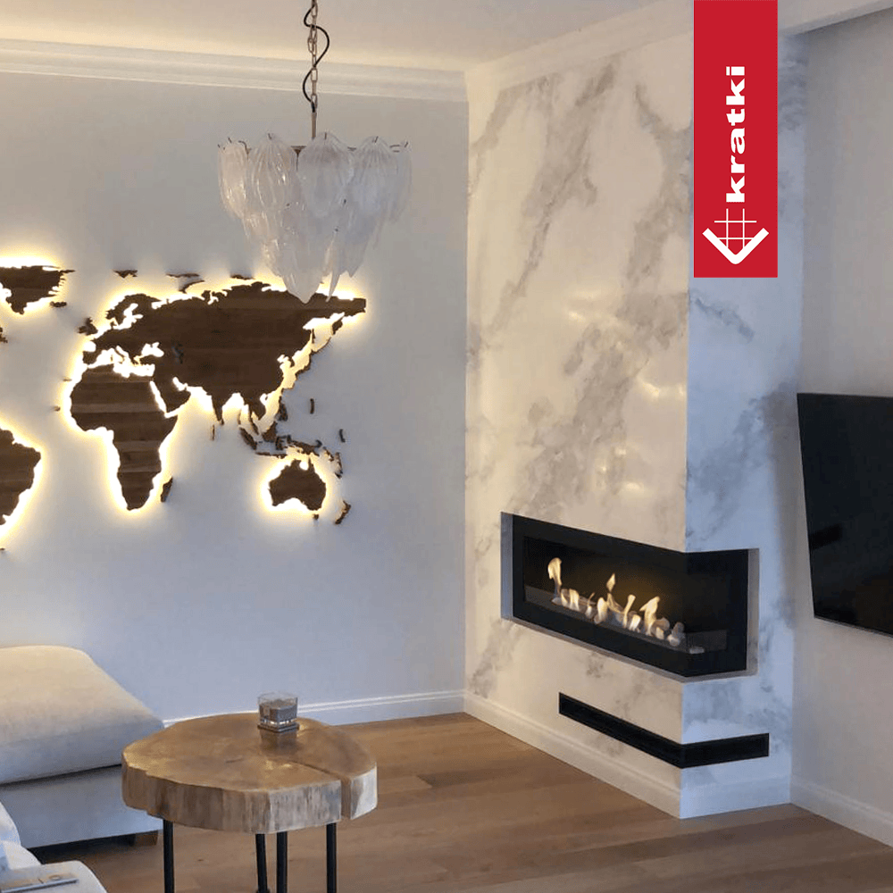 Wandkamin Bioethanol Eckkaminl DELTA rechts 120 cm TÜV