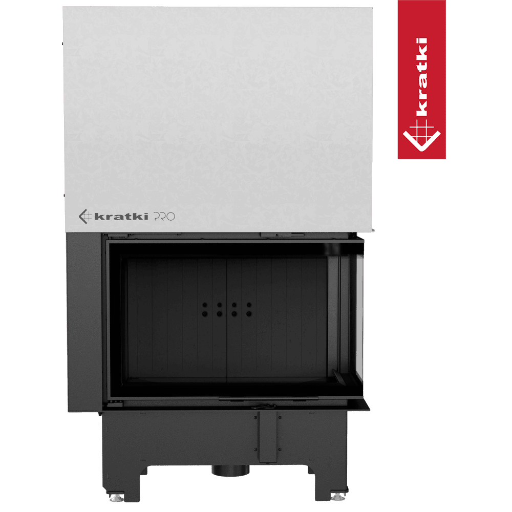 Kamineinsatz KRATKI VNP 810/410 14 kW Ø 200 mit Schiebetür schwarz Verkleidung
