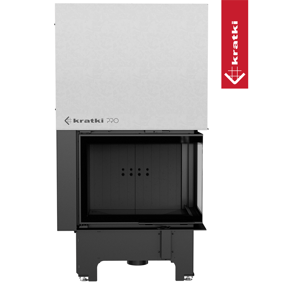 Kamineinsatz KRATKI VNP 700/480 12 kW Ø 200 mit Schiebetür schwarz Verkleidung