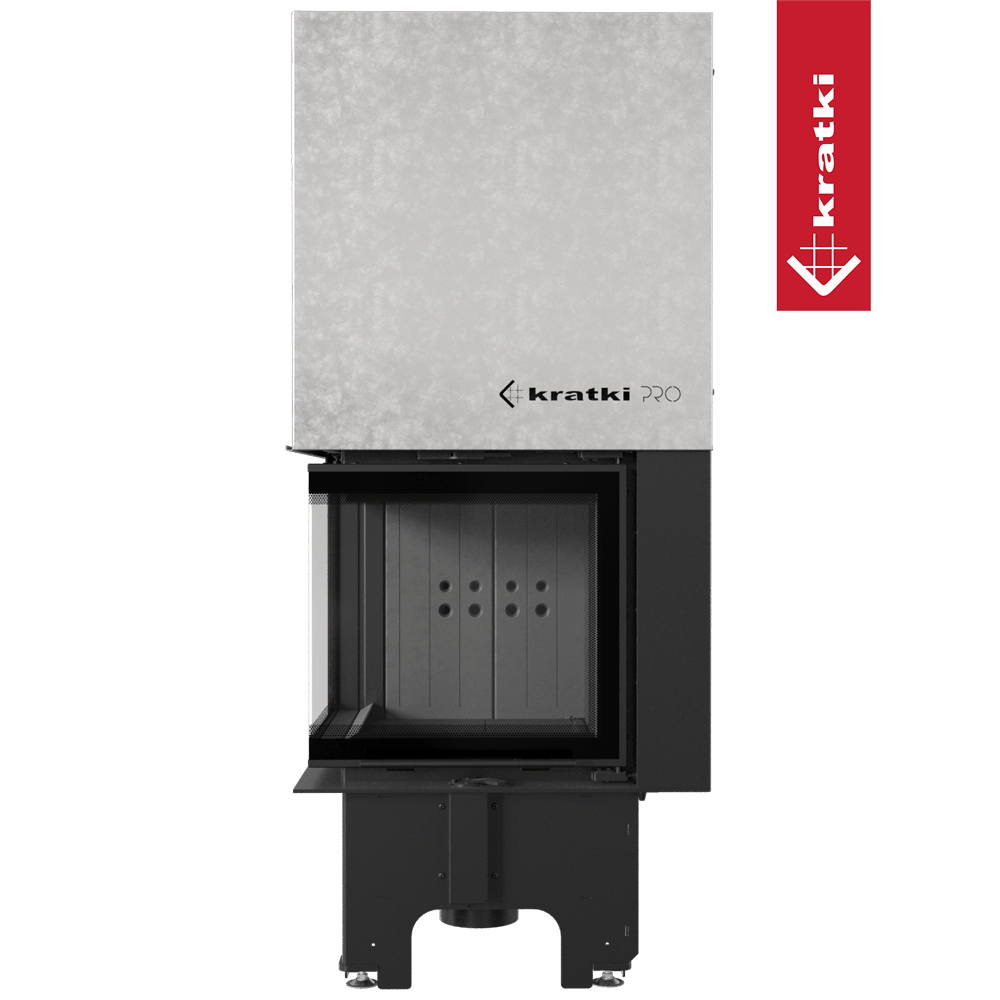 Kamineinsatz aus Stahl KRATKI VNL 480/480 8kW Ø200 mit Schiebetür schwarz Verkleidung