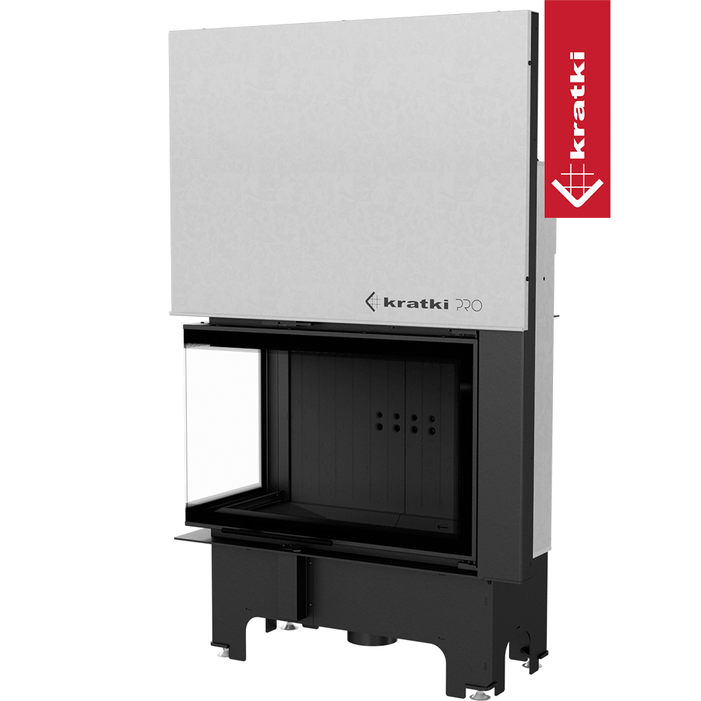 Kamineinsatz KRATKI VNL 810/410 14 kW Ø 200 mit Schiebetür schwarz Verkleidung
