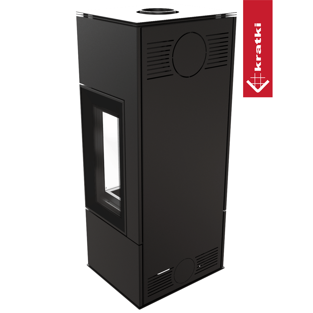 Kaminofen aus stahl KRATKI THOR VIEW Ø 150 8 kW mit Türfeder