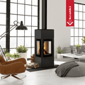 Kaminofen aus stahl KRATKI THOR VIEW Ø 150 8 kW mit Türfeder
