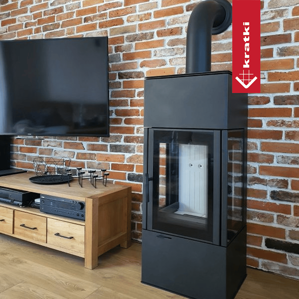 Kaminofen aus stahl KRATKI THOR VIEW Ø 150 8 kW mit Türfeder