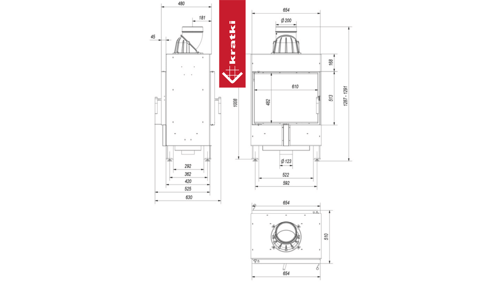 Kamineinsatz aus Stahl KRATKI LUCY TUNNEL 12 kW Ø 200 mit Türfeder