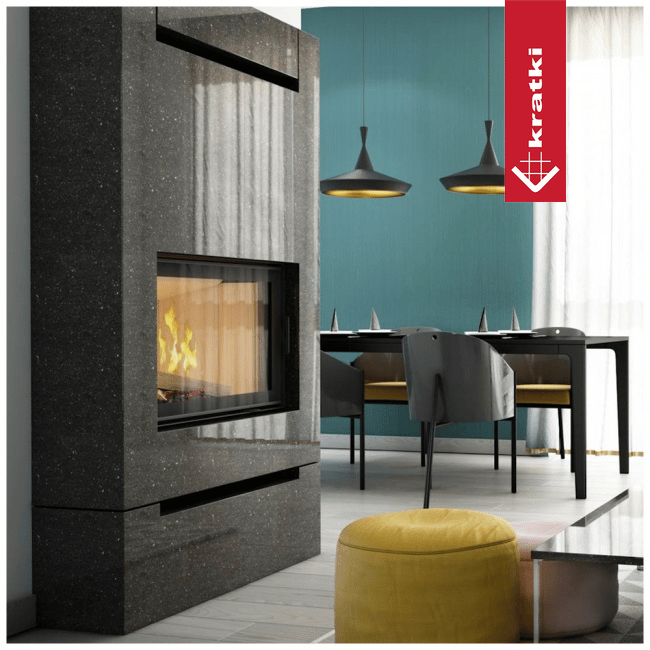 Kamineinsatz aus Stahl KRATKI NADIA 12 kW Ø 200 mit Türfeder