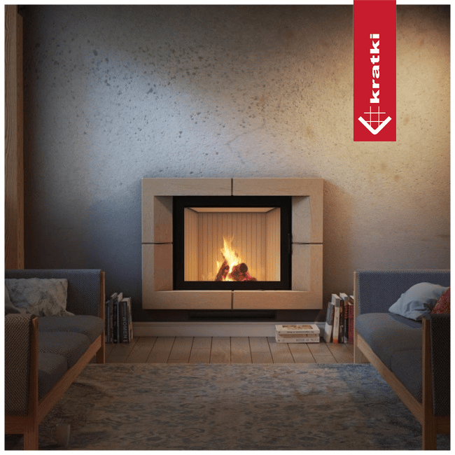 Kamineinsatz aus Stahl KRATKI NADIA 13 kW Ø 200 mit Türfeder