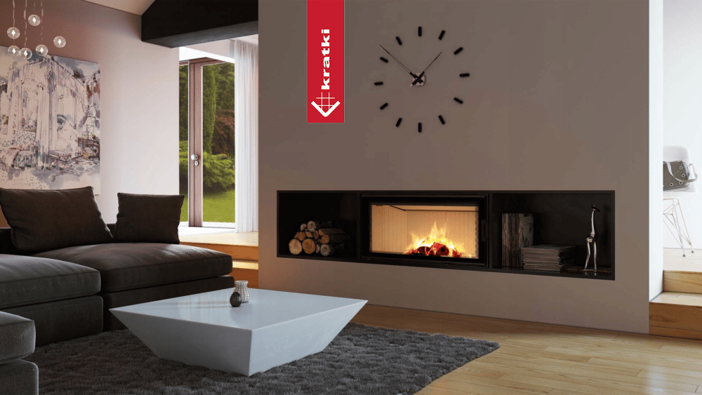 Kamineinsatz aus Stahl KRATKI NADIA 14 kW Ø 200 mit Schiebetür mit Türfeder