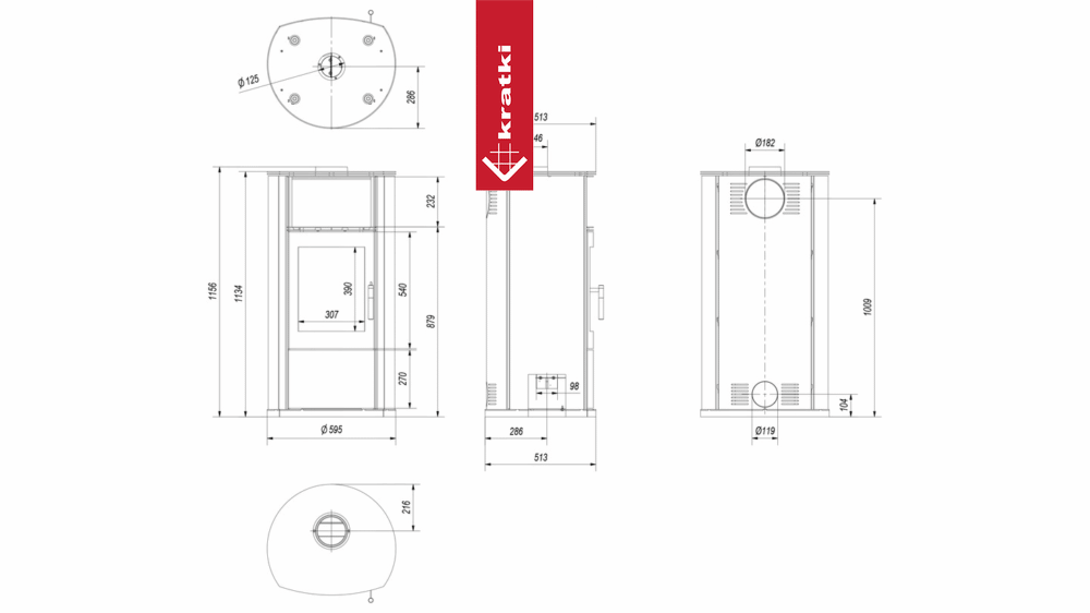 Kaminofen aus Stahl KRATKI EPSILON Ø 150 8 kW mit Türfeder