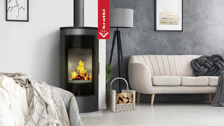Kaminofen aus stahl KRATKI TITAN Panorama Ø 150 11 kW mit Türfeder