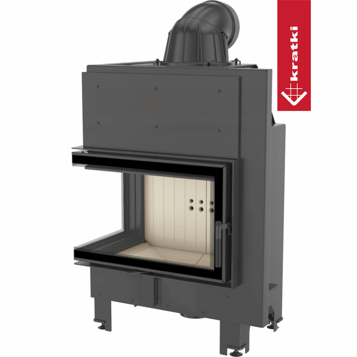 Kamineinsatz aus Stahl KRATKI MBM links 10 kW Ø 200 mit Türfeder