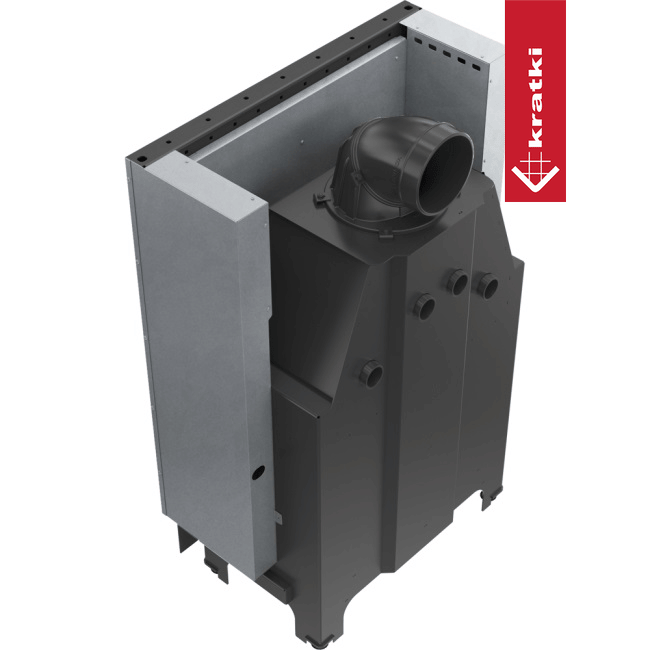 Kamineinsatz aus Stahl KRATKI MBO 15 kW Ø 200 mit Schiebetür mit Türfeder