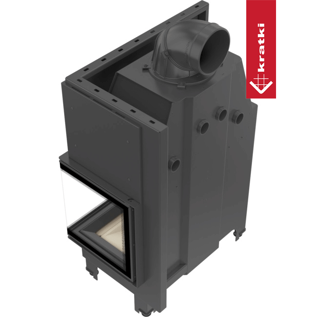 Kamineinsatz aus Stahl KRATKI MBO rechts 15 kW Ø 200 mit Türfeder