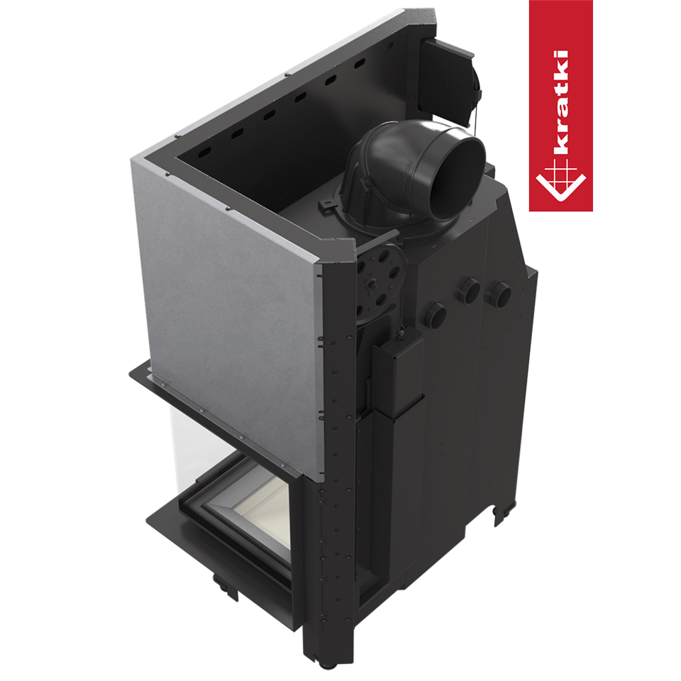 Kamineinsatz aus Stahl KRATKI MBO rechts 15 kW Ø 200 mit Türfeder