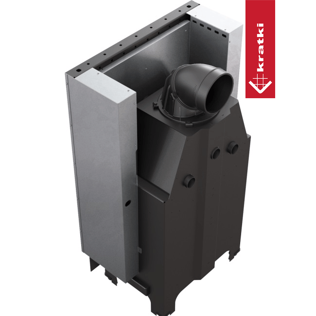 Kamineinsatz aus Stahl KRATKI MBZ 13 kW Ø 200 mit Schiebetür mit Türfeder