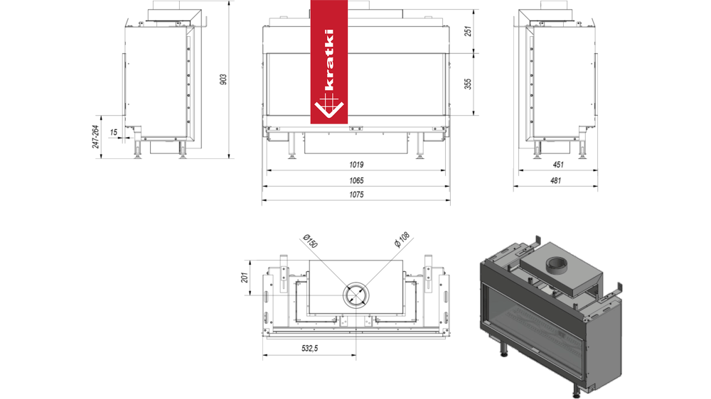 Gaskamin KRATKI LEO 100 Vorderseite Propan Butan ?
 100/150 6,1 kW