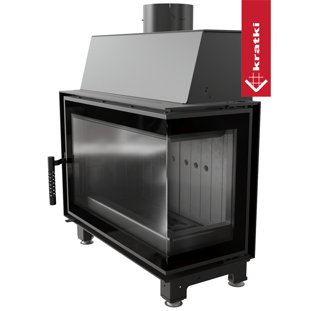 KRATKI SIMPLE Rechter Stahl-Luftkamin 6 kW Ø 150 schwarze Auskleidung