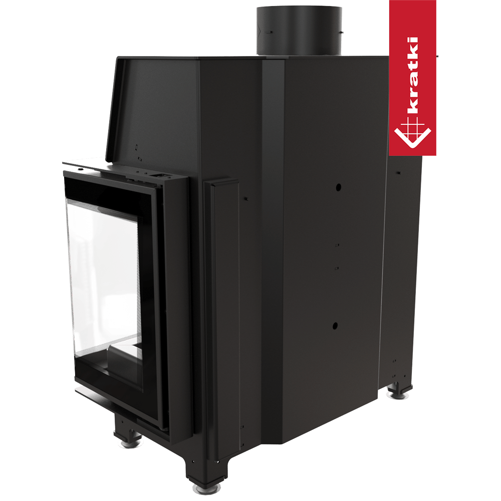 KRATKI SIMPLE Rechter Stahl-Luftkamin 6 kW Ø 150 schwarze Auskleidung