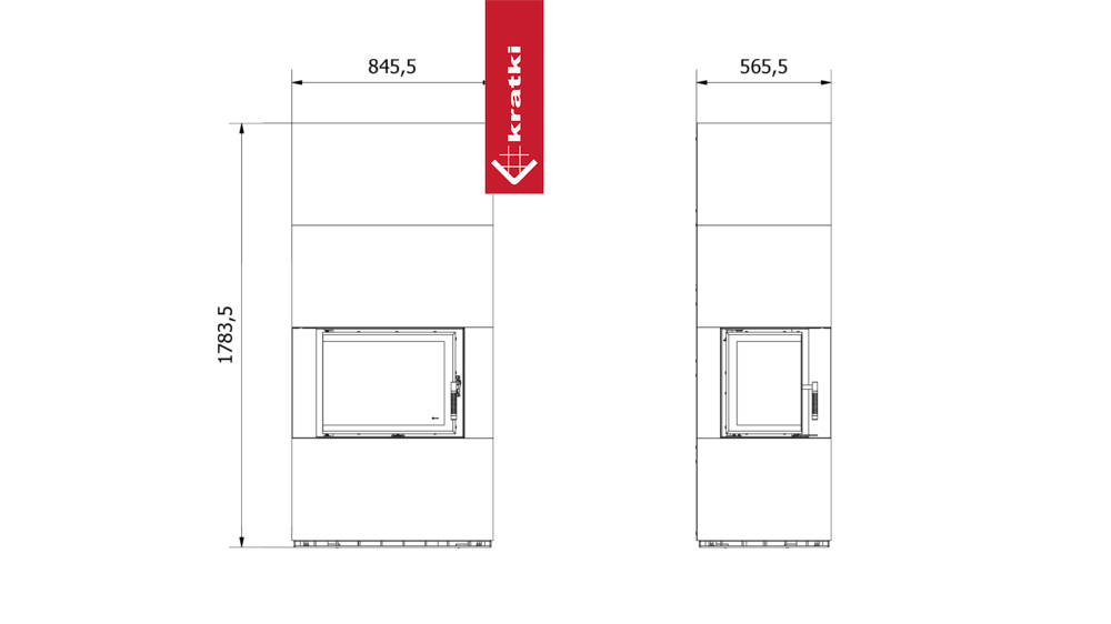 Kamineinsatz KRATKI FLOKI links 8 kW Ø 160 Bausatz Granit-Paneele ZIMBKRATKI ABWE NERO