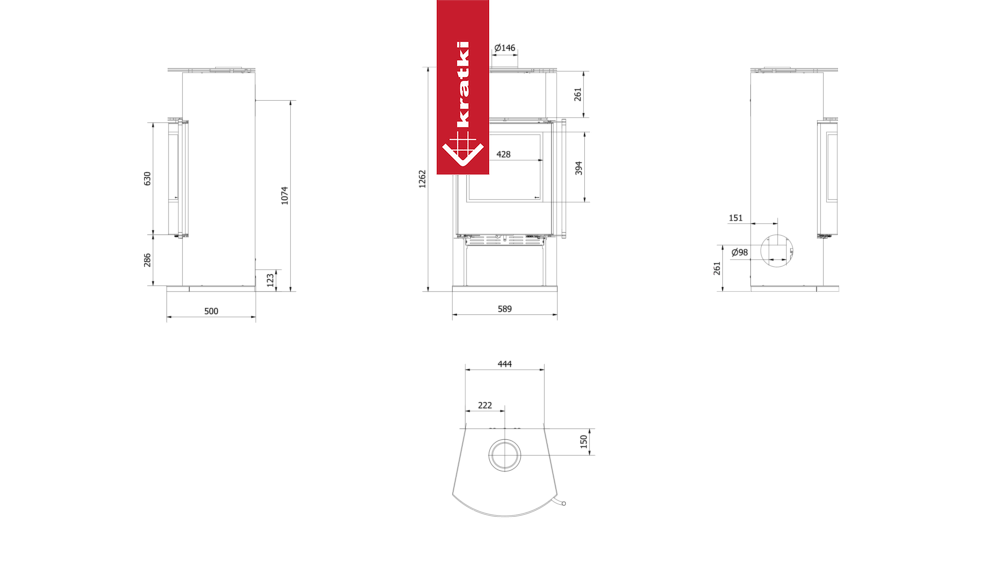 Kaminofen aus Stahl KRATKI TOFA Ø 150 8 kW