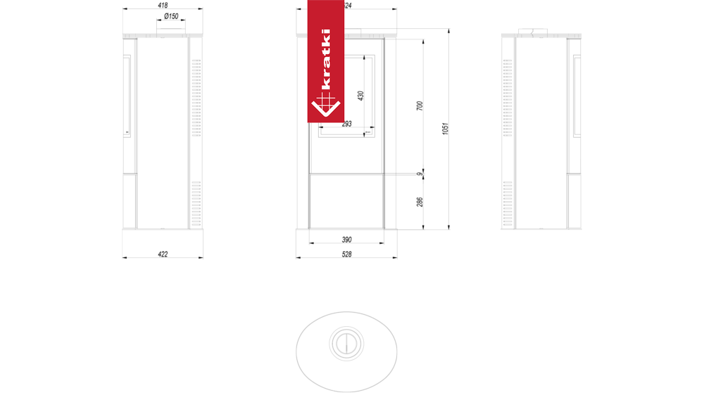 Kaminofen auf Propangas KRATKI AB Ø 100/150 4,2 kW