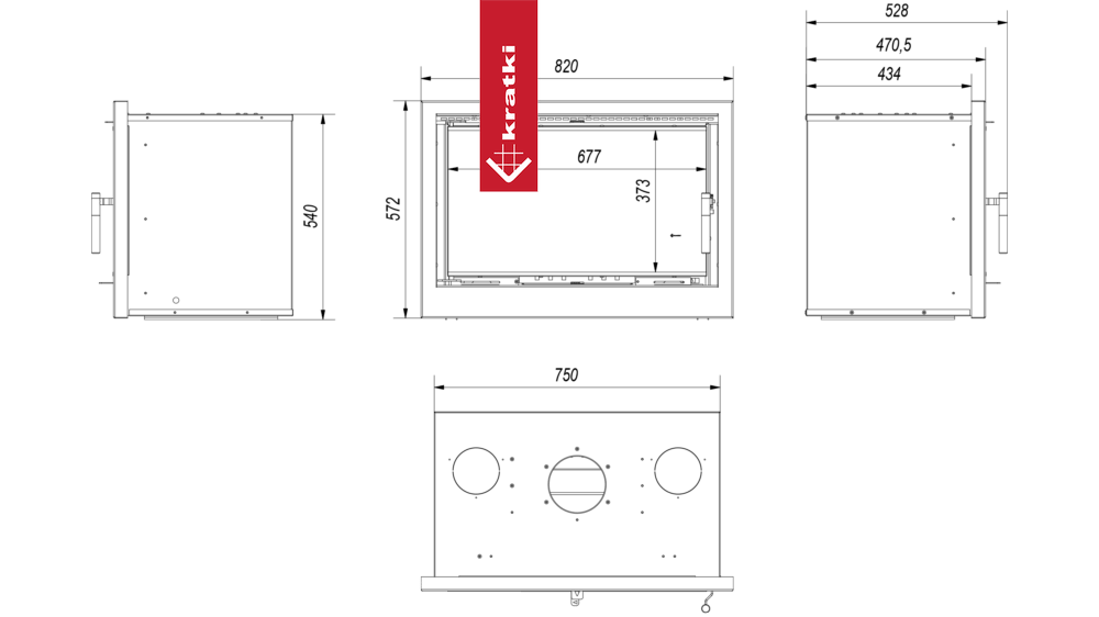 Kamin-Kassette KRATKI ARKE 75 8 kW Ø 150 mit Türfeder