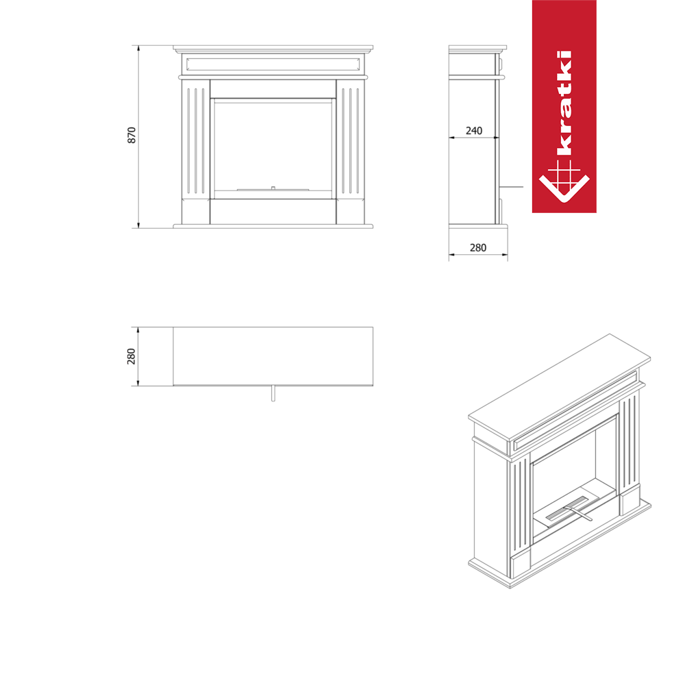 Portal Bioethanolkamin NOVEMBER TÜV weiß Selbstmontage