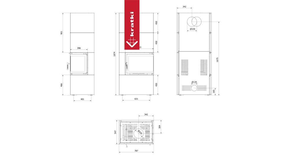 Kamineinsatz Simple Box 8 kW Ø 200 Black