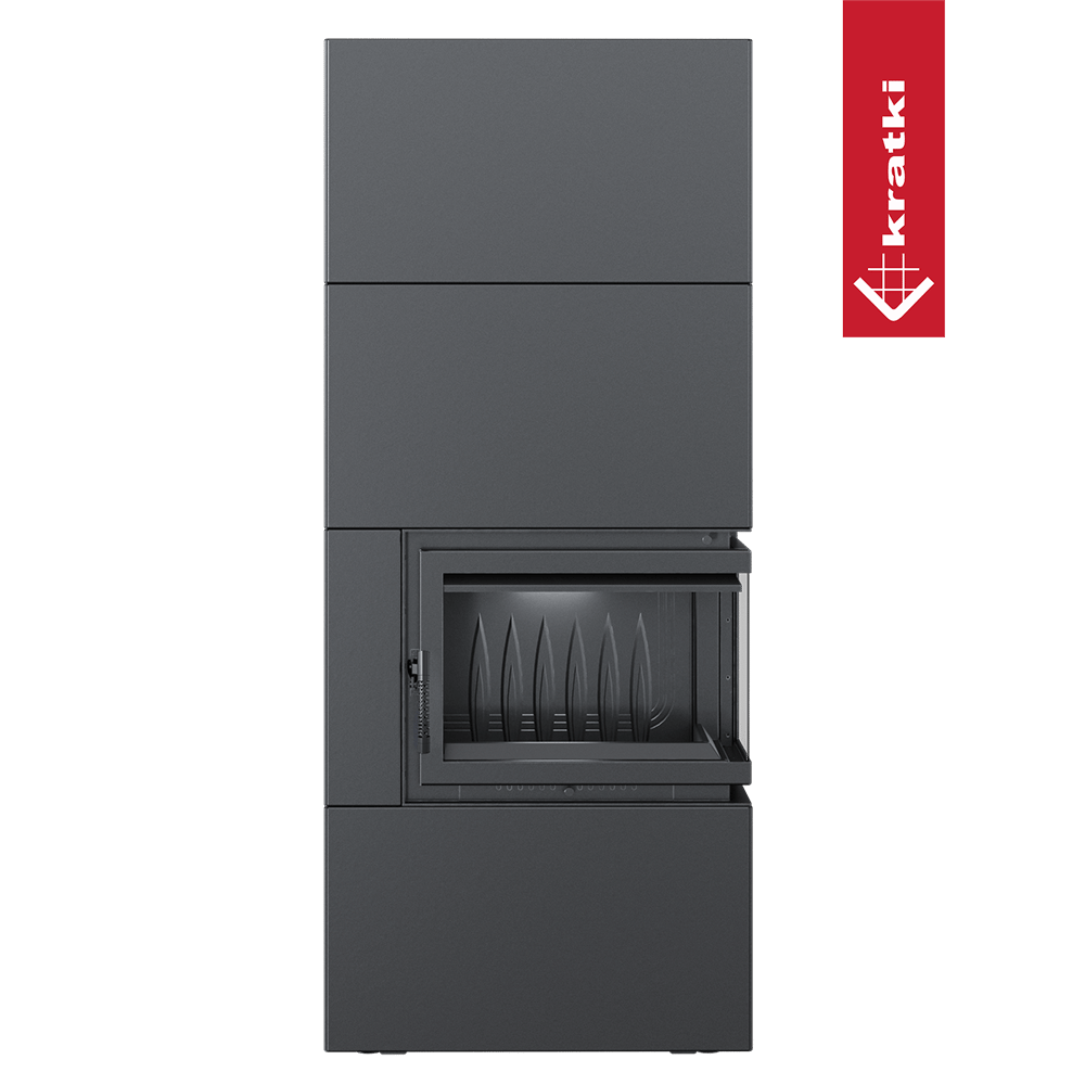 Kamineinsatz Simple Box 8 kW Ø 200 Black mit Türfeder