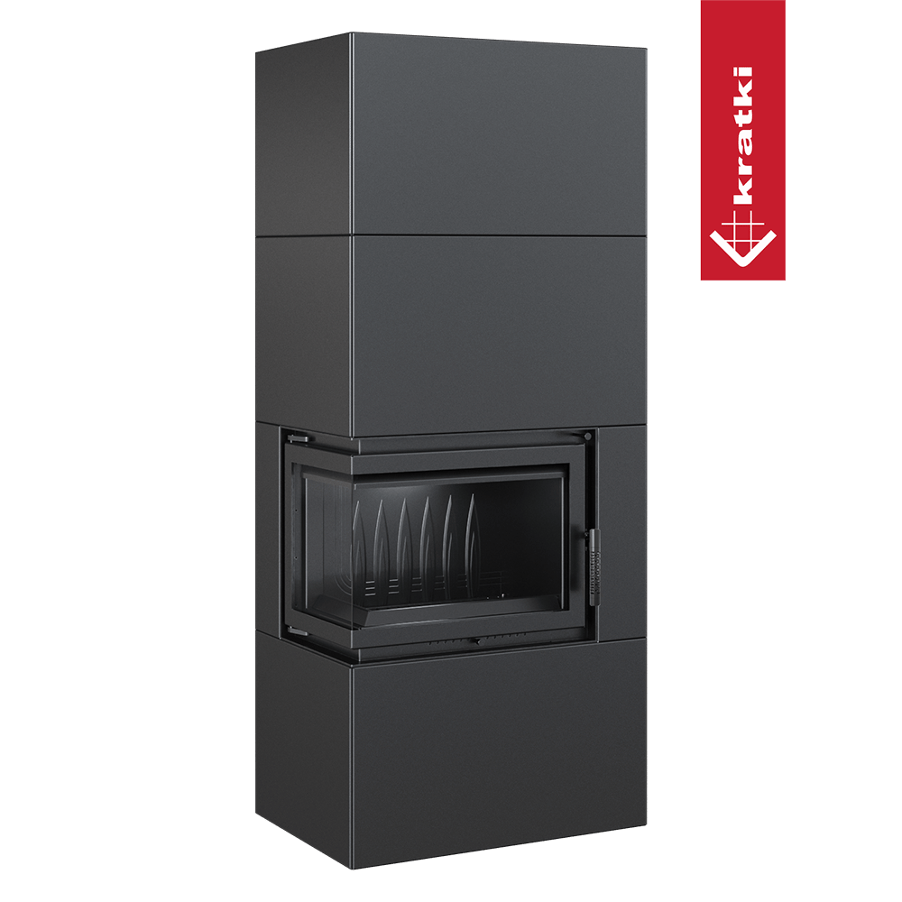 Kamineinsatz Simple Box 8 kW Ø 200 schwarz mit Türfeder