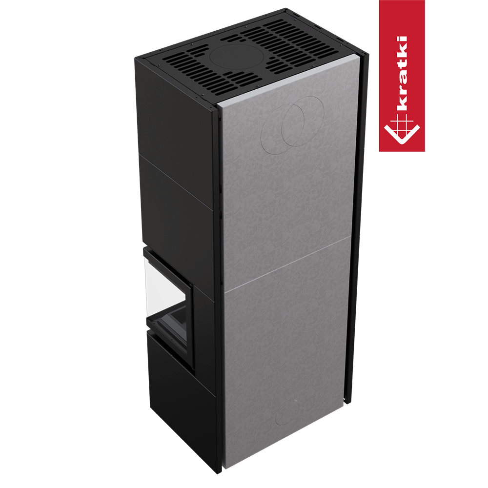Kamineinsatz Simple Box 8 kW Ø 200 schwarz mit Türfeder