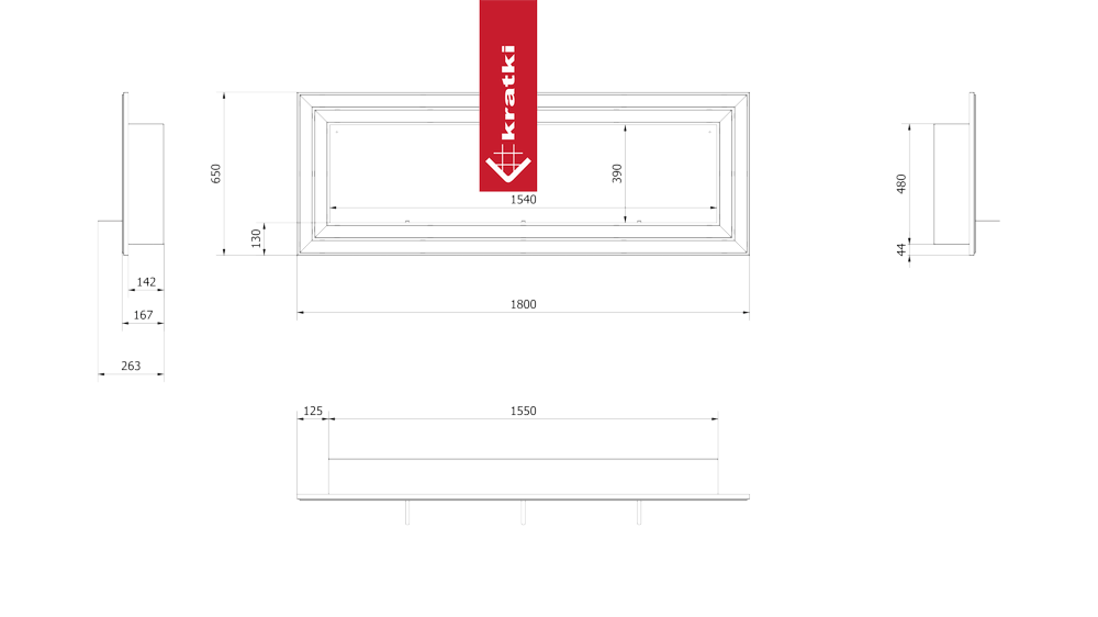 Wandkamin Bioethanol JULIET 1800 TÜV schwarz