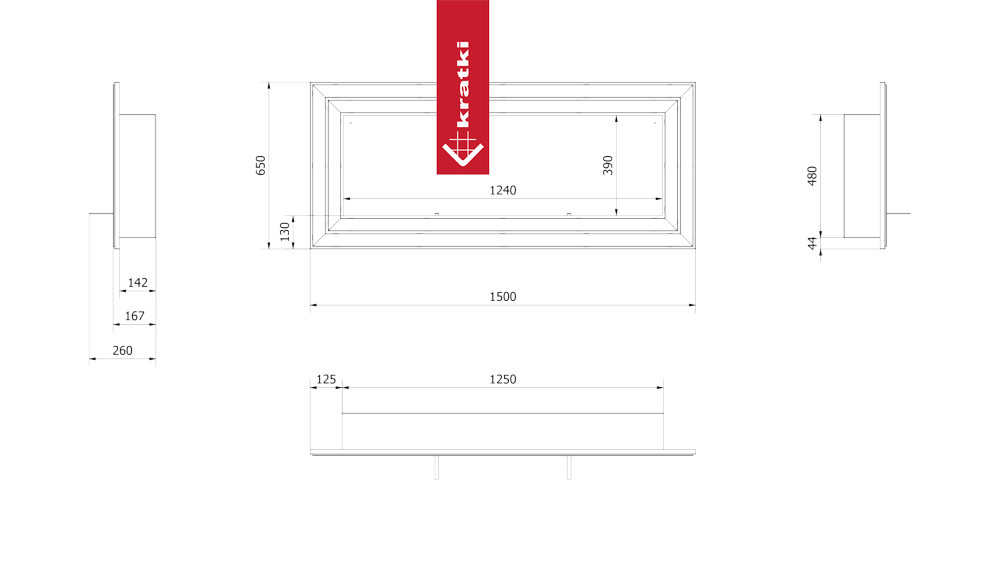 Wandkamin Bioethanol JULIET 1500 TÜV schwarz
