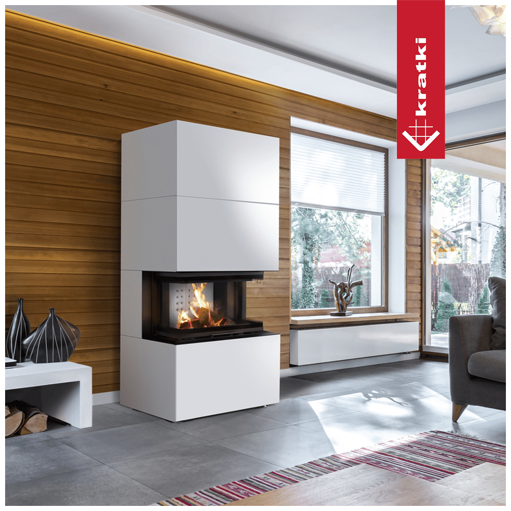 Kamineinsatz KRATKI NBC/EASY BOX 7 kW Ø 160 Bausatz Bianco
