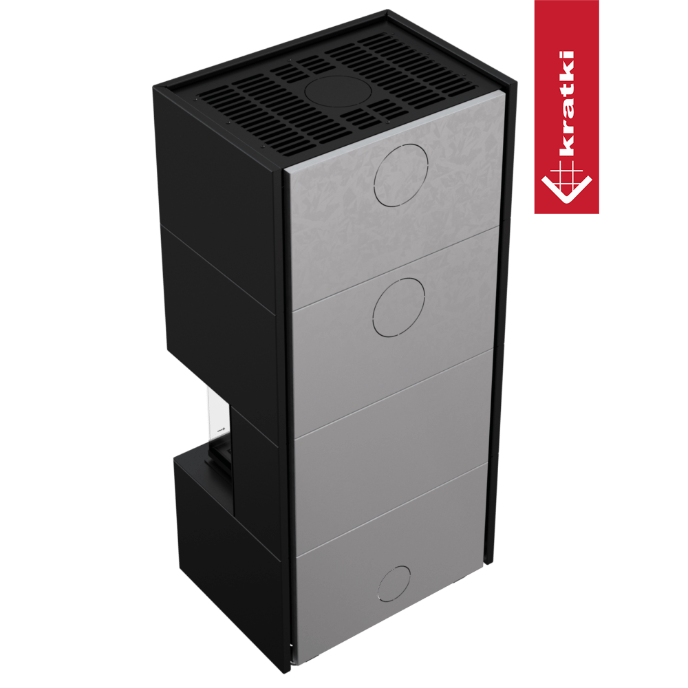 Kamineinsatz NBC/EASY BOX 7 kW Ø 160 Bausatz Black Mit Türfeder