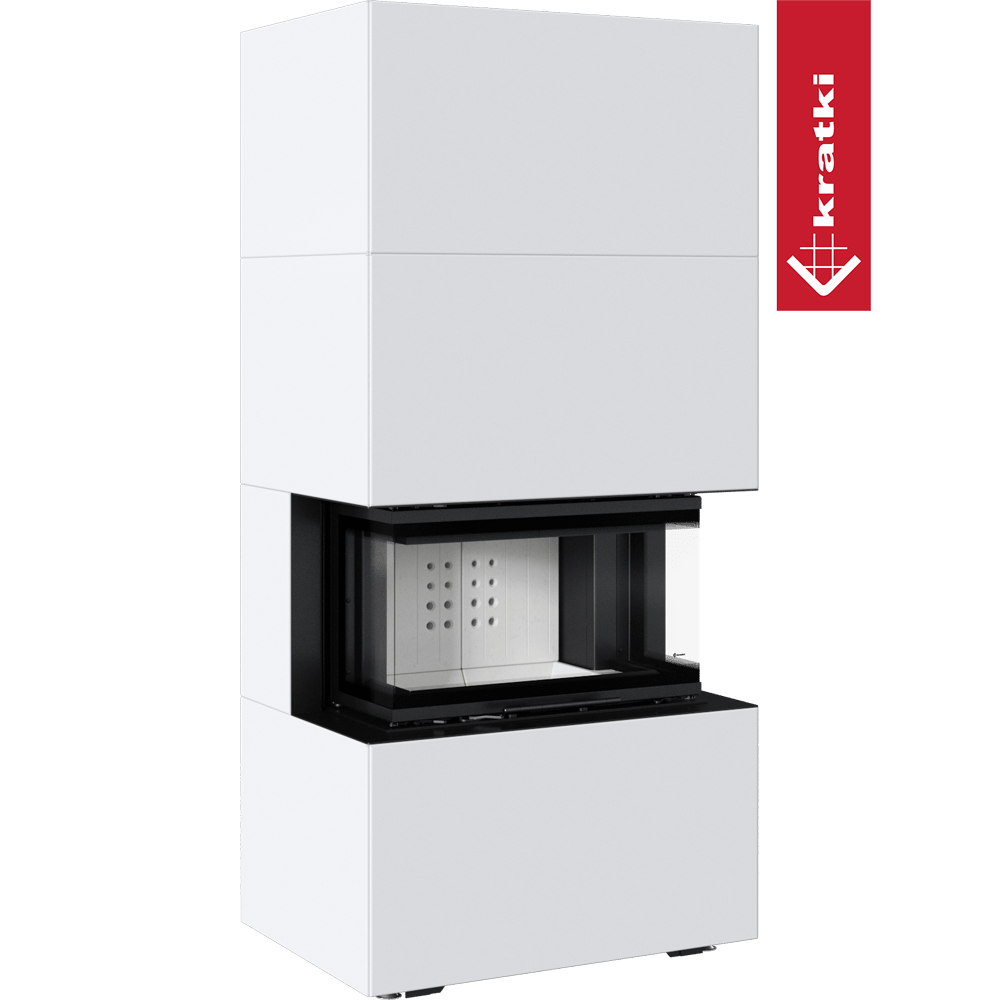 Kamineinsatz KRATKI NBC/EASY BOX 7 kW Ø 160 Bausatz Weiß Mit Türfeder