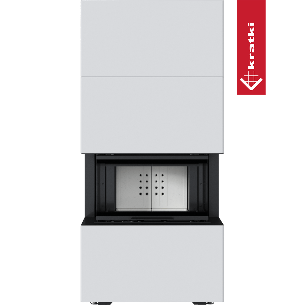 Kamineinsatz KRATKI NBC/EASY BOX 7 kW Ø 160 Bausatz Weiß Mit Türfeder