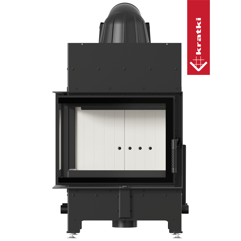 Kamineinsatz aus Stahl KRATKI FLOKI S links 8 kW Ø 160 mit Türfeder