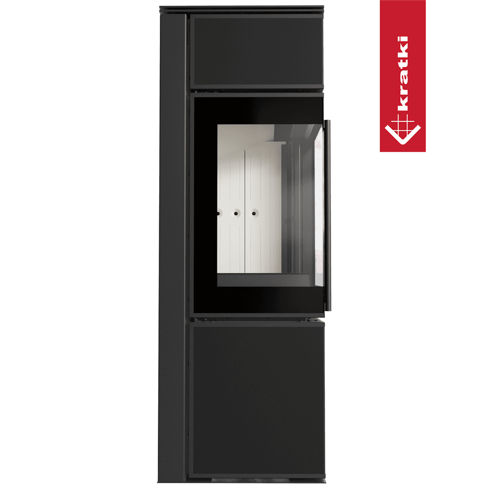 Kaminofen aus Stahl KRATKI TORA/S 8 kW Ø 150 Quarzsinter Nero Assoluto