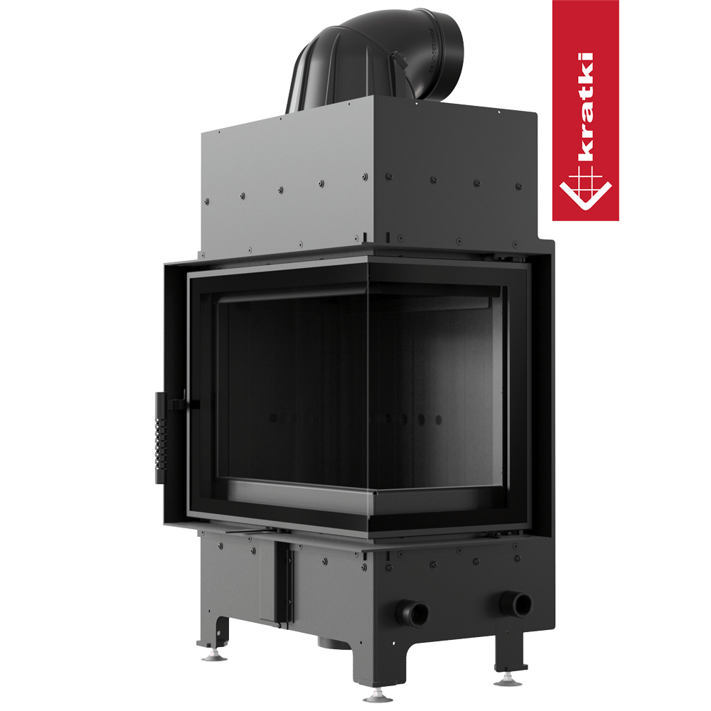 KRATKI-Luftkamin FLOKI S rechts 8 kW Ø 160 mit schwarzer Thermotec