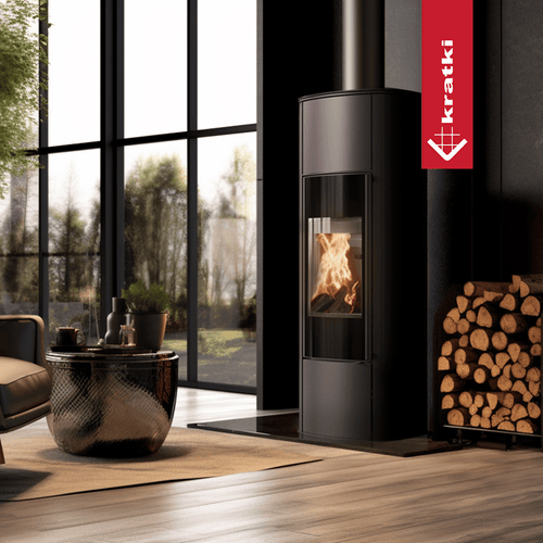 Freistehender Stahlofen KRATKI AB KRATKI ENYO R Hoch 5,5 kW Ø 100/150