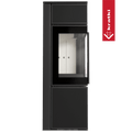 Kaminofen aus Stahl KRATKI TORA/S 8 kW Ø 150 Quarzsinter Nero Assoluto mit Türfeder