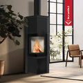 Kaminofen aus Stahl KRATKI TORA/M 8 kW Ø 150 Quarzsinter Nero Assoluto mit Türfeder