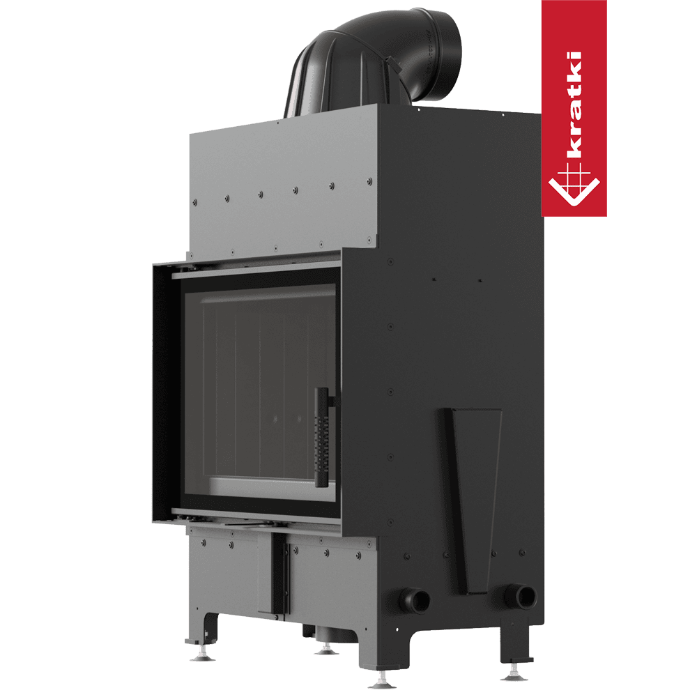 Kamineinsatz aus Stahl KRATKI FLOKI S 8 kW Ø 160 schwarz Verkleidung