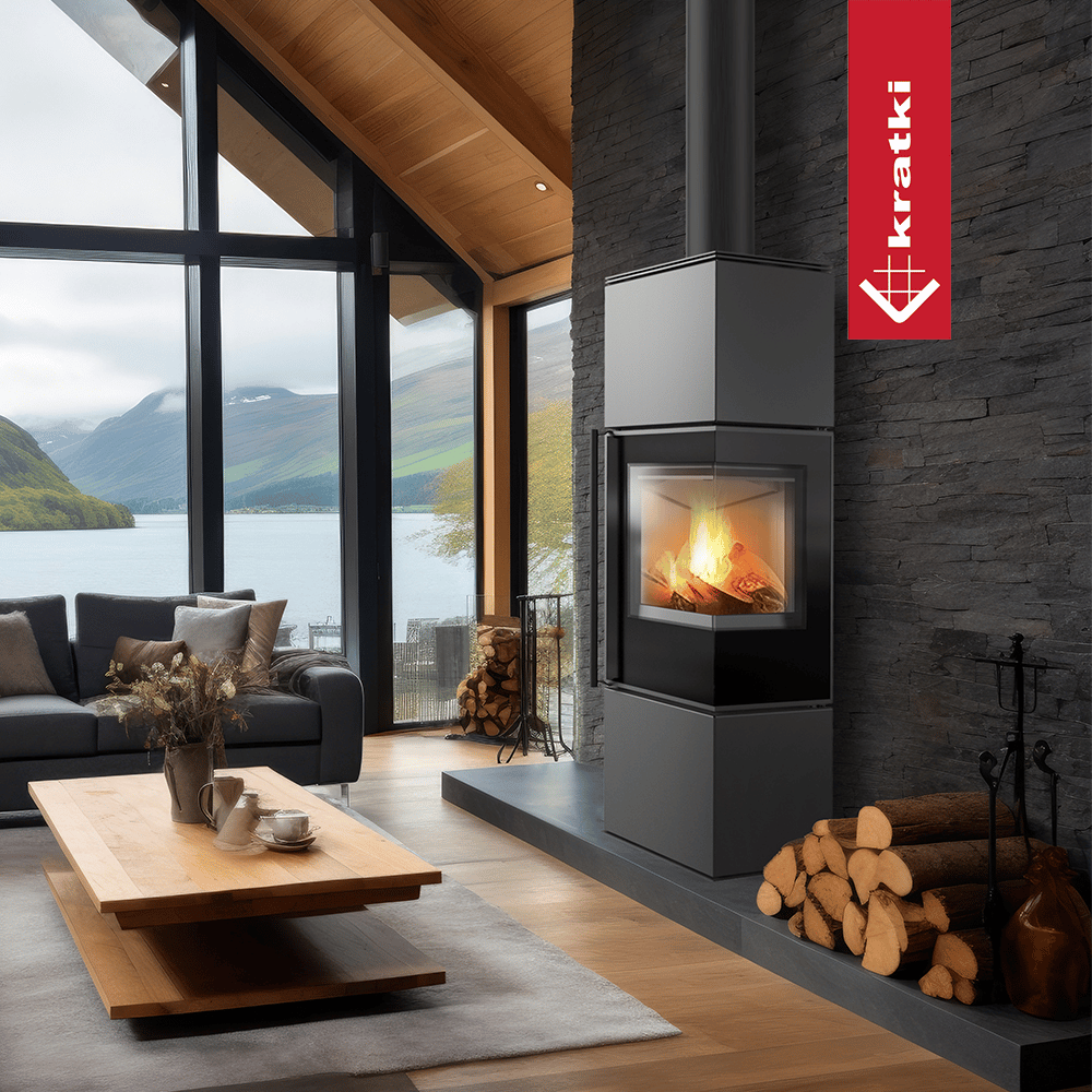 Kaminofen aus Stahl KRATKI REN/M rechts Ø 150 7 kW
