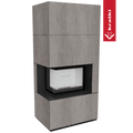 Kaminbausatz KRATKI FLOKI BOX links 8 kW Ø 160 Quarzsinter NATURALI PIETRA DI SAVOIA GRIGIA BOCCIARDATA