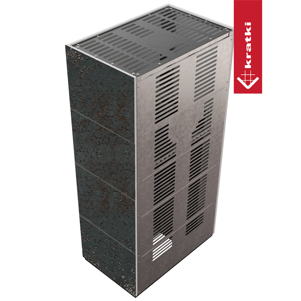 Kaminbausatz KRATKI FLOKI BOX 8 kW Ø 160 Quarzsinter OXIDE NERO