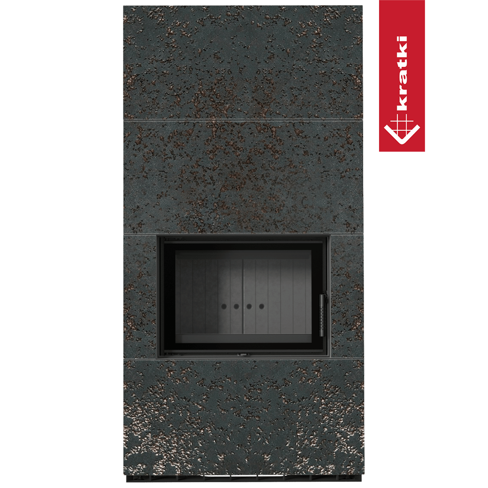 Kaminbausatz KRATKI FLOKI BOX 8 kW Ø 160 Quarzsinter OXIDE NERO schwarz Verkleidung