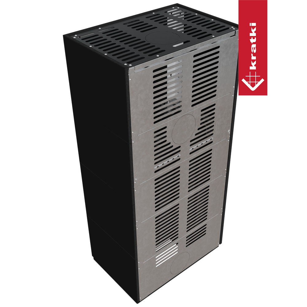 Kaminbausatz KRATKI FLOKI BOX links 8 kW Ø 160 Quarzsinter NERO ASSOLUTO