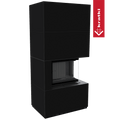 Kaminbausatz KRATKI FLOKI BOX rechts 8 kW Ø 160 Quarzsinter NERO ASSOLUTO schwarz Verkleidung